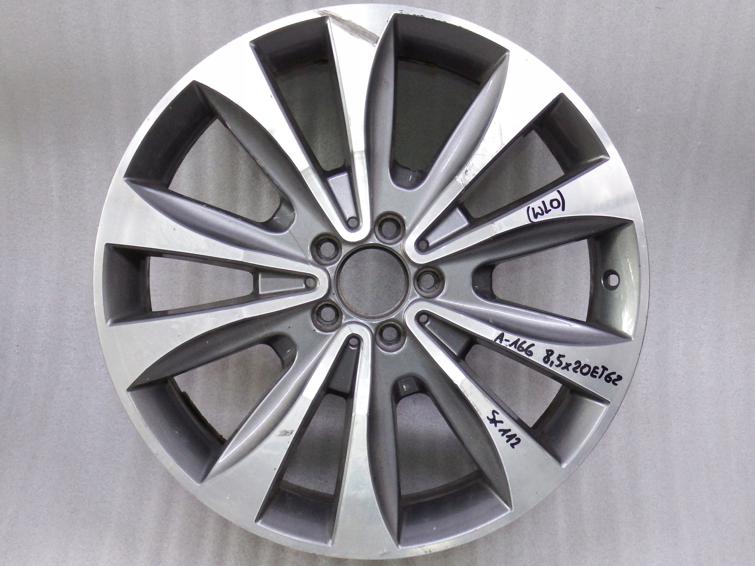 1x aluminum rim Mercedes-Benz W166 Aluminum rim 20 inch 8.5J 5x112 62ET 